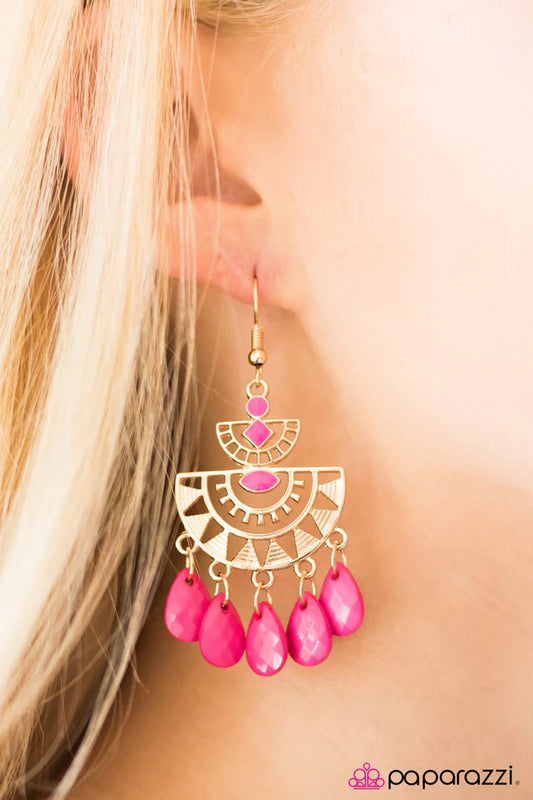 Paparazzi Earring ~ Florida Flirt - Pink