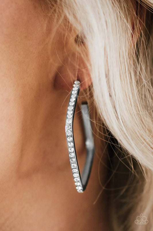 Paparazzi Earring ~ Send In The HOOPS  - White