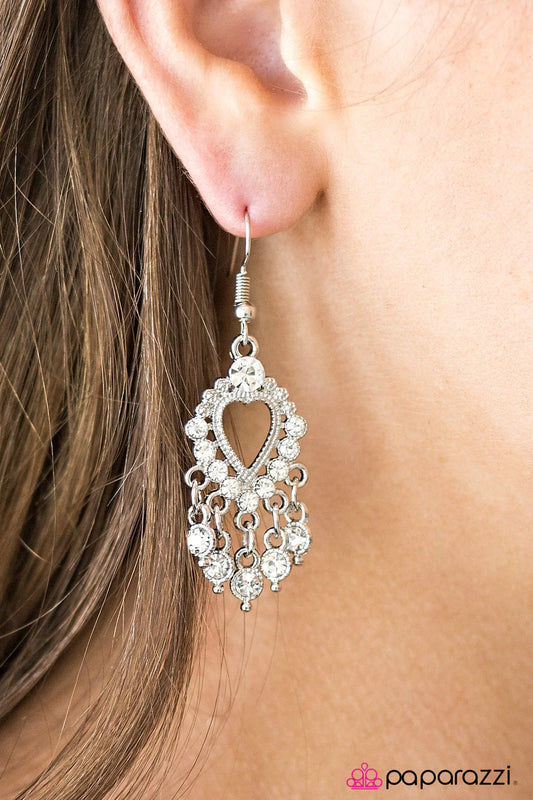 Paparazzi Earring ~ Ruler Of My Heart - White