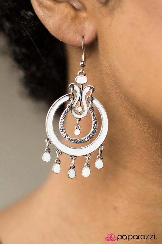 Paparazzi Earring ~ Watch Me Wander - White