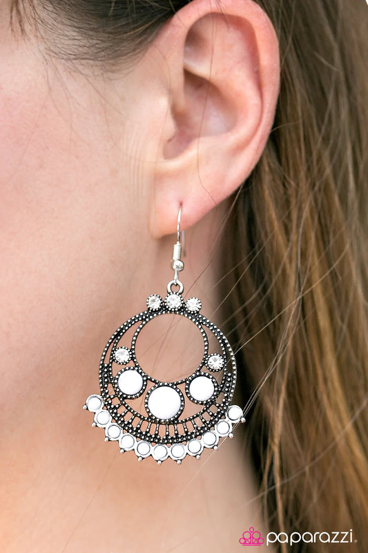 Paparazzi Earring ~ Dont Give A GLAM - White