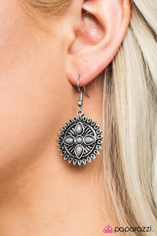 Paparazzi Earring ~ Wind Direction - Silver