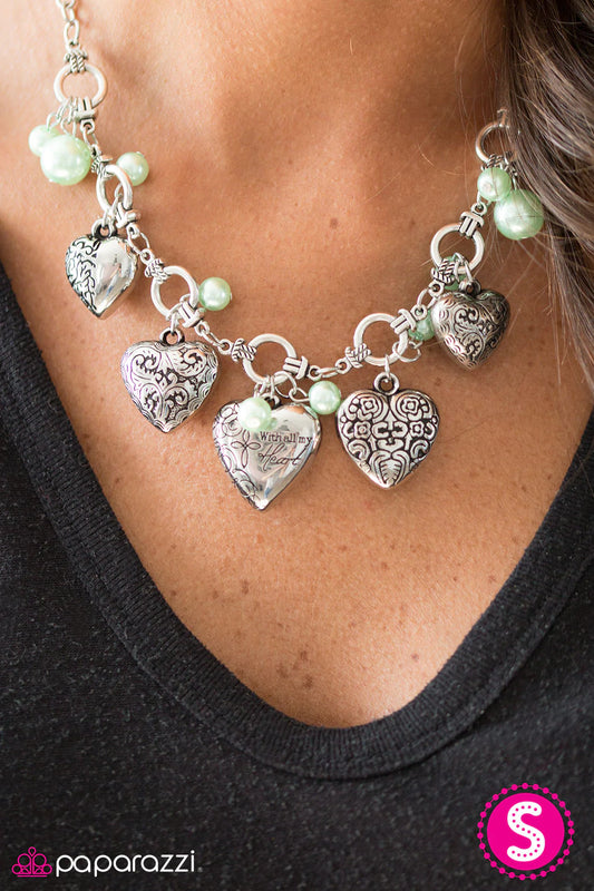 Paparazzi Necklace ~ With All Your Heart - Green