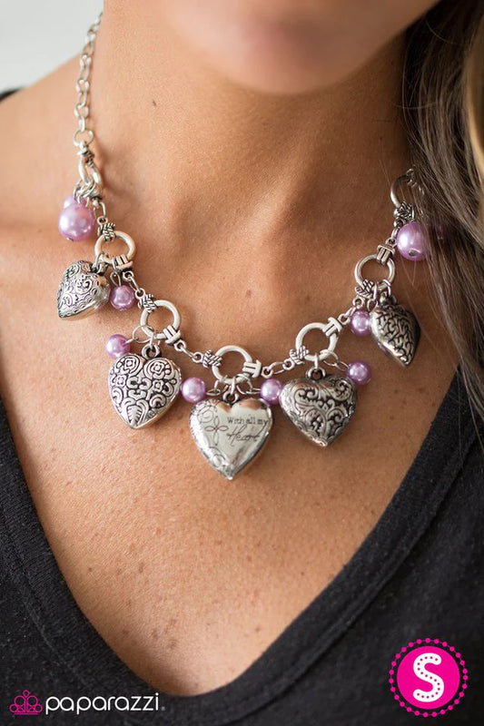 Paparazzi Necklace ~ With All Your Heart - Purple