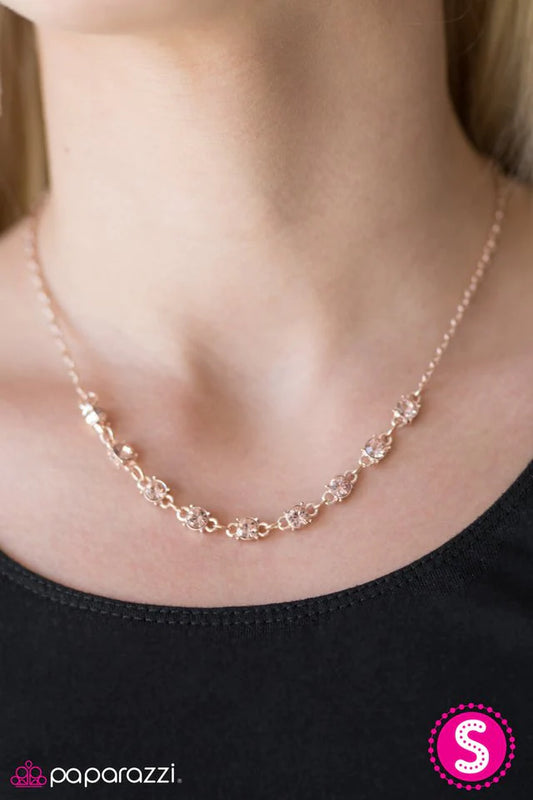 Paparazzi Necklace ~ Rattle The Stars - Rose Gold