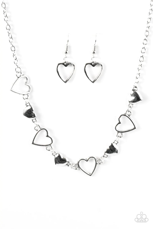 Paparazzi Necklace ~ Hustle and Heart - Silver