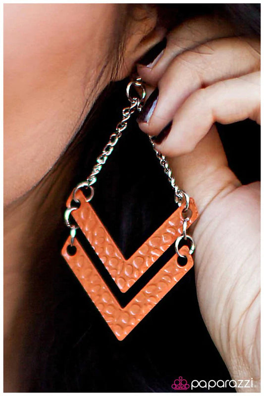 Paparazzi Earring ~ Proceed with Caution - Orange