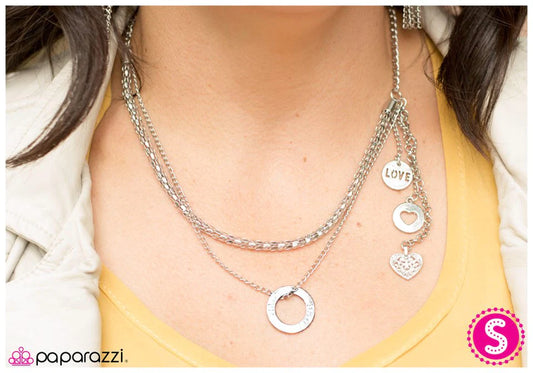 Paparazzi Necklace ~ Pulling at My Heartstrings - Silver