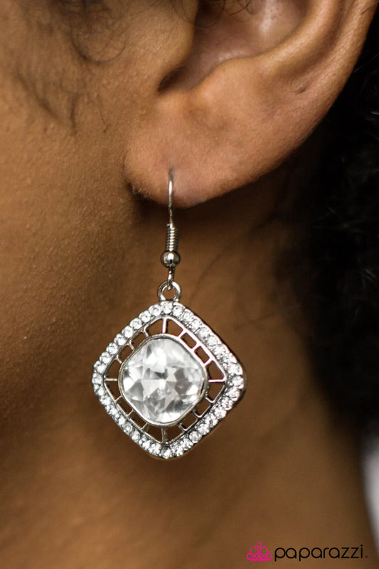 Paparazzi Earring ~ Its A GLAMs World - White