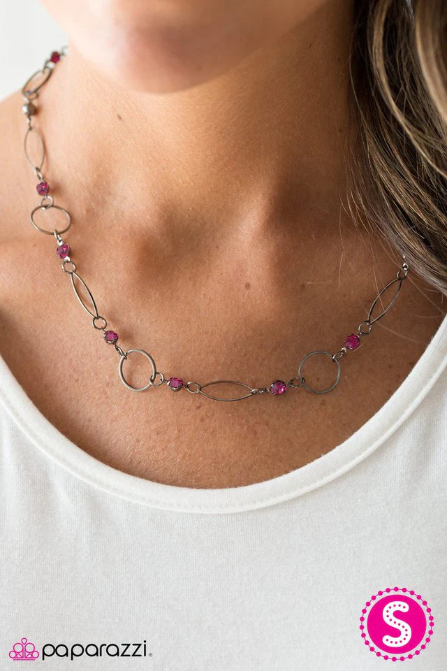 Paparazzi Necklace ~ Follow The Glitter - Pink
