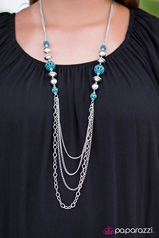 Paparazzi Necklace ~ Balloon Ride - Blue