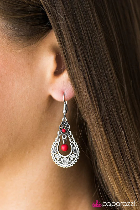 Paparazzi Earring ~ Touring Abroad - Red