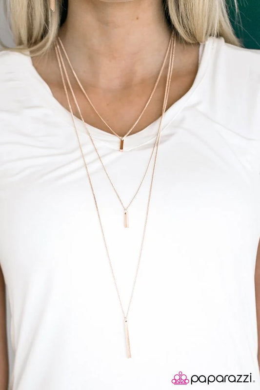Paparazzi Necklace ~ LAYER Down The Law! - Rose Gold