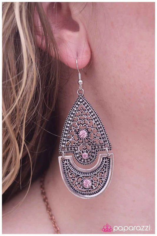 Paparazzi Earring ~ Unhinged - Pink