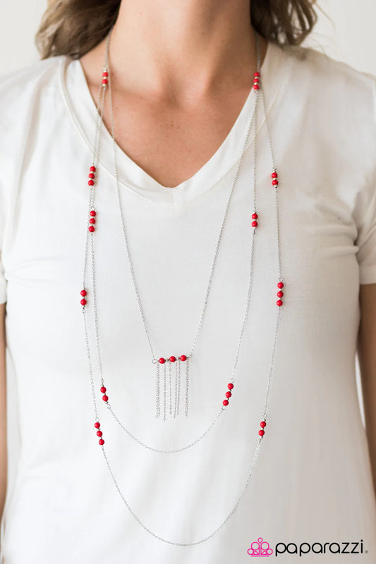 Paparazzi Necklace ~ Pleasant Paradise - Red