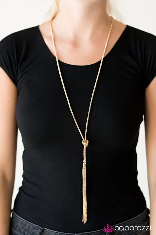Paparazzi Necklace ~ I Love You KNOT - Gold