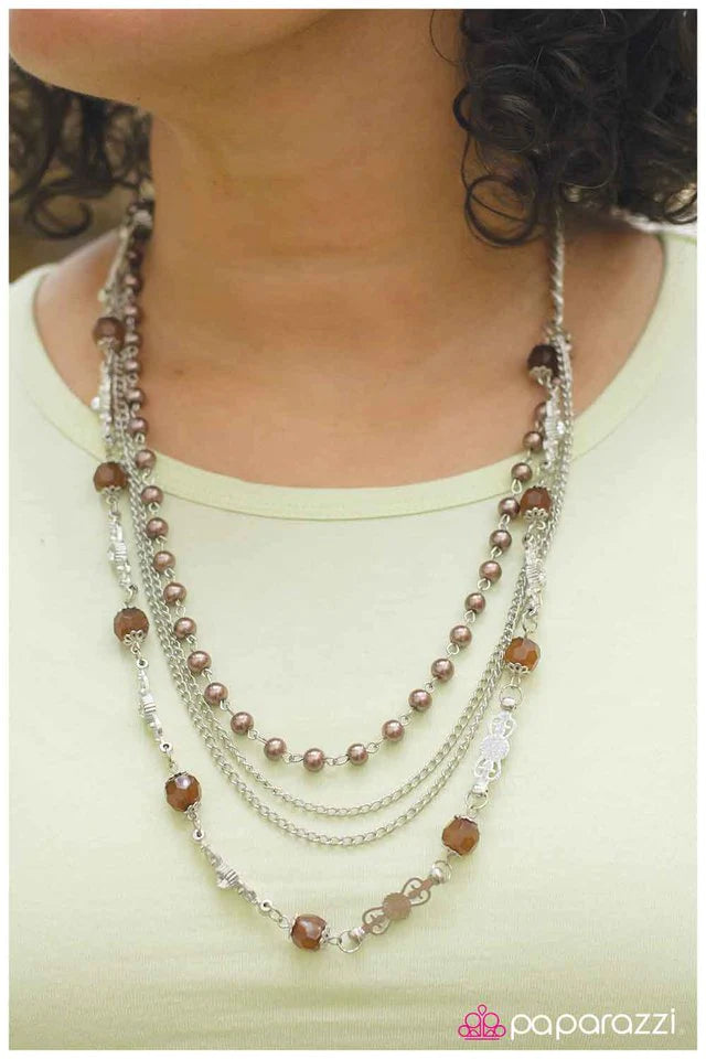 Paparazzi Necklace ~ Cascades of Chestnut - Brown