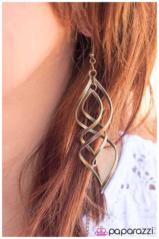 Paparazzi Earring ~ Wherever the Wind Takes You - Brass