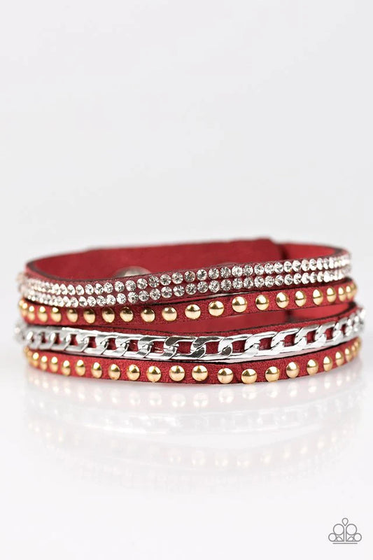 Pulsera Paparazzi ~ ¡GLAMOOSA! - Roja