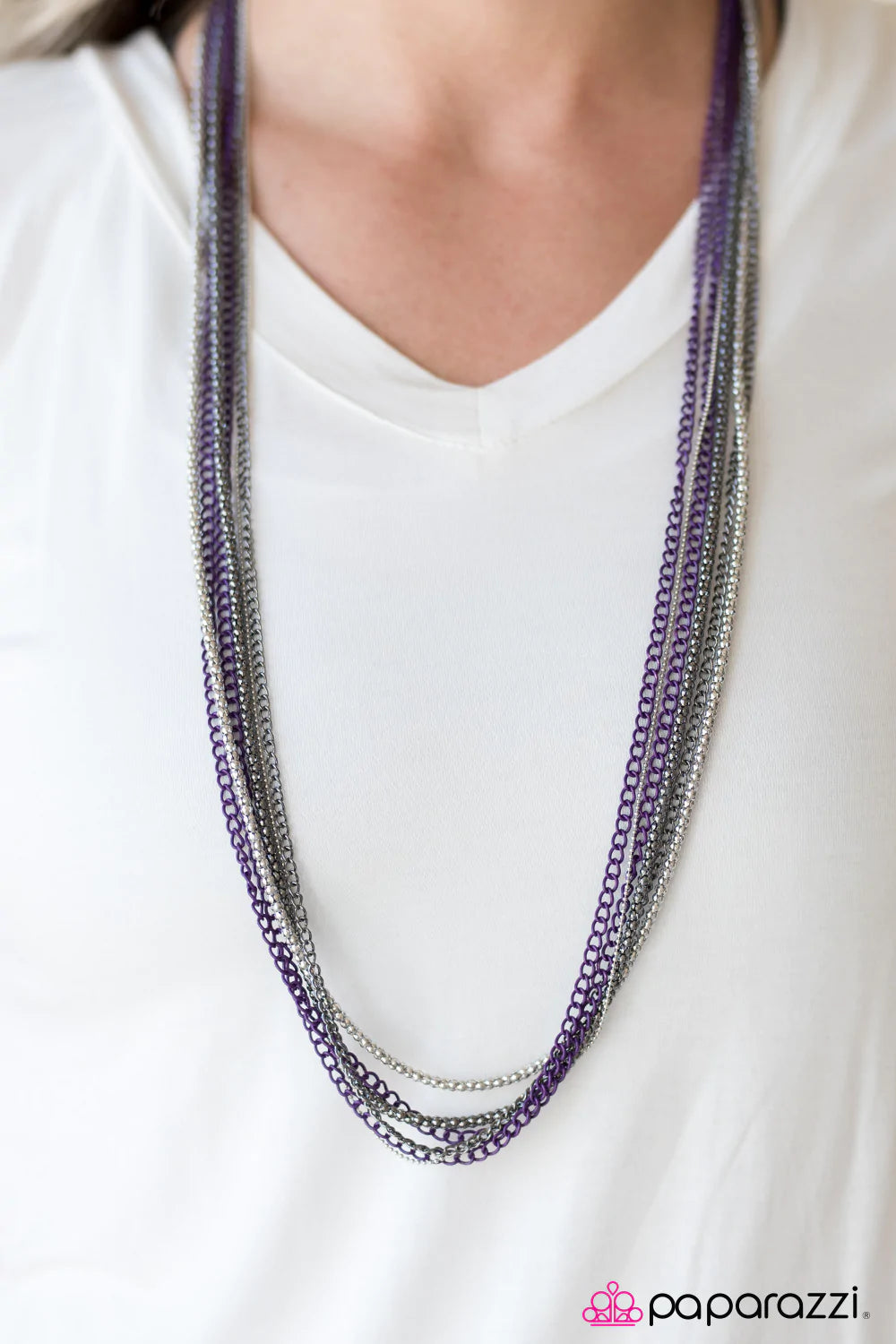 Paparazzi Necklace ~ Colorful Calamity - Purple