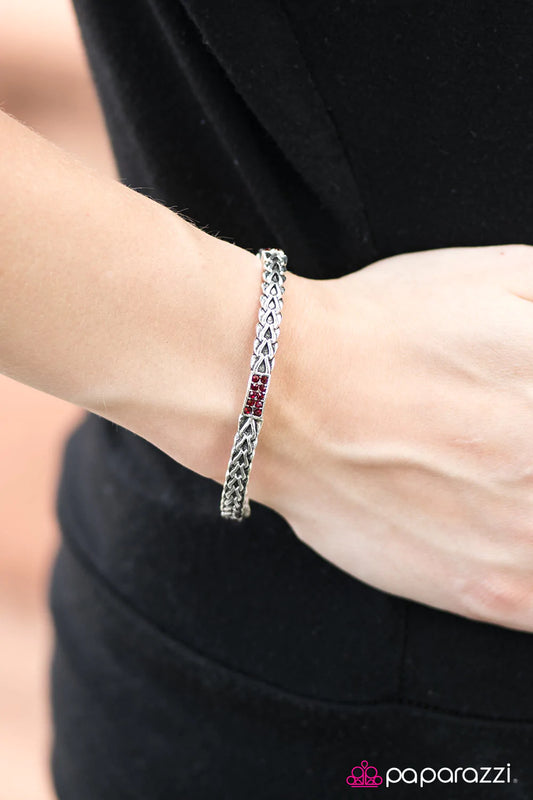 Paparazzi Bracelet ~ Modernly Moto - Red