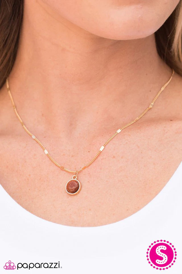 Paparazzi Necklace ~ Versed In Glitter - Brown