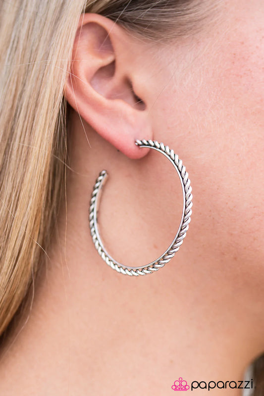 Paparazzi Earring ~ A Little HOOPY - Silver