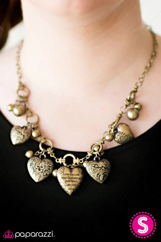 Paparazzi Necklace ~ With All Your Heart - Brass