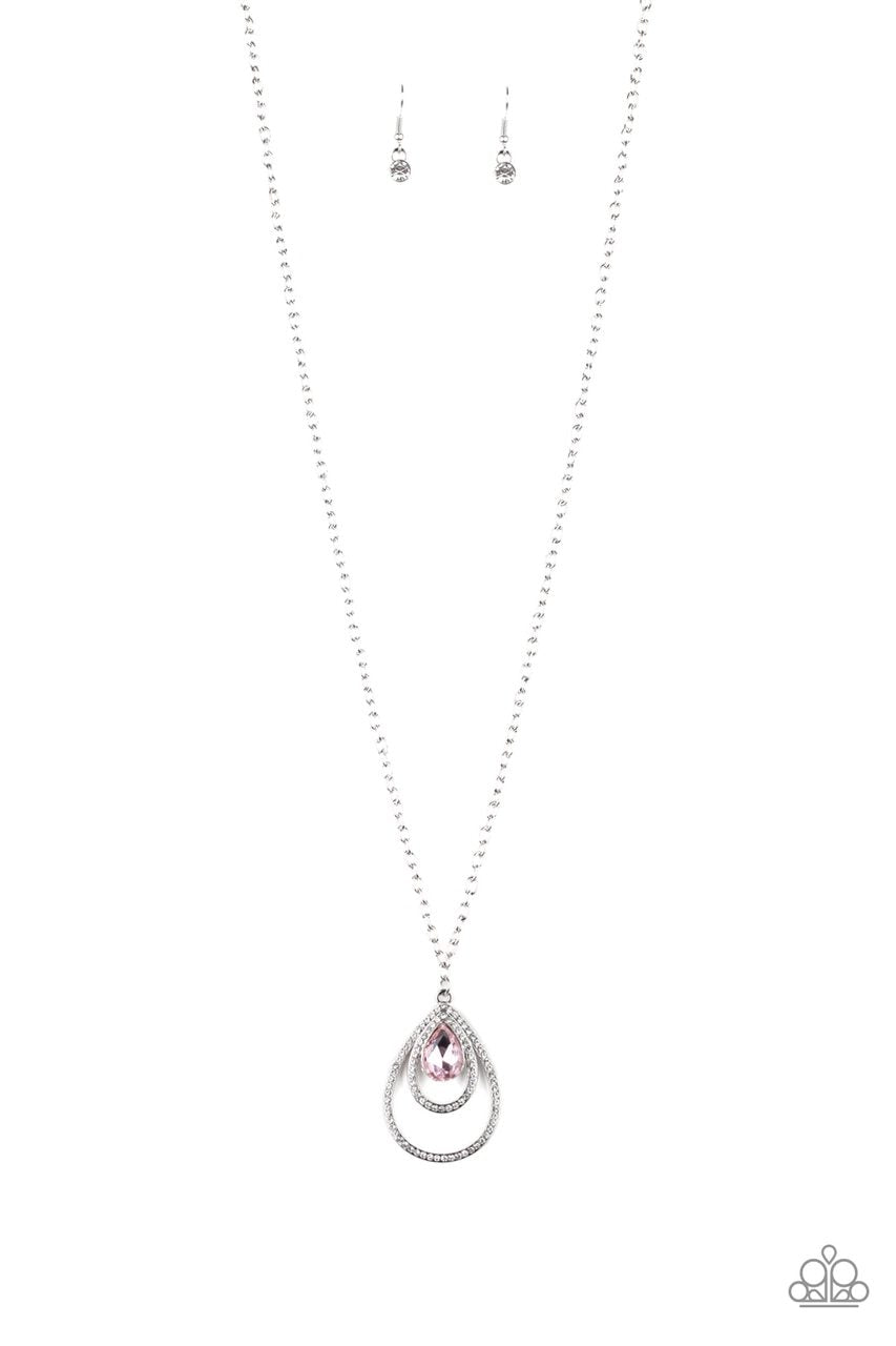 Paparazzi Necklace ~ Teardrop Drama - Pink