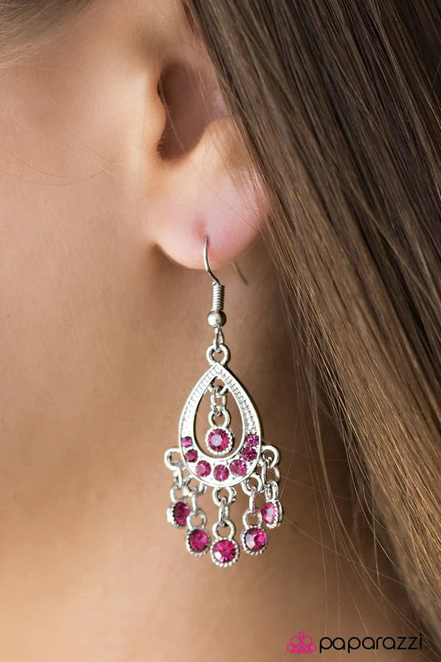 Paparazzi Earring ~ Catch Some Sparkle - Pink