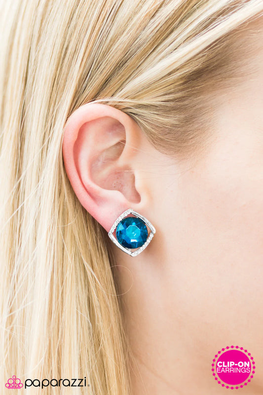 Paparazzi Earring ~ Inclined To Shine - Blue