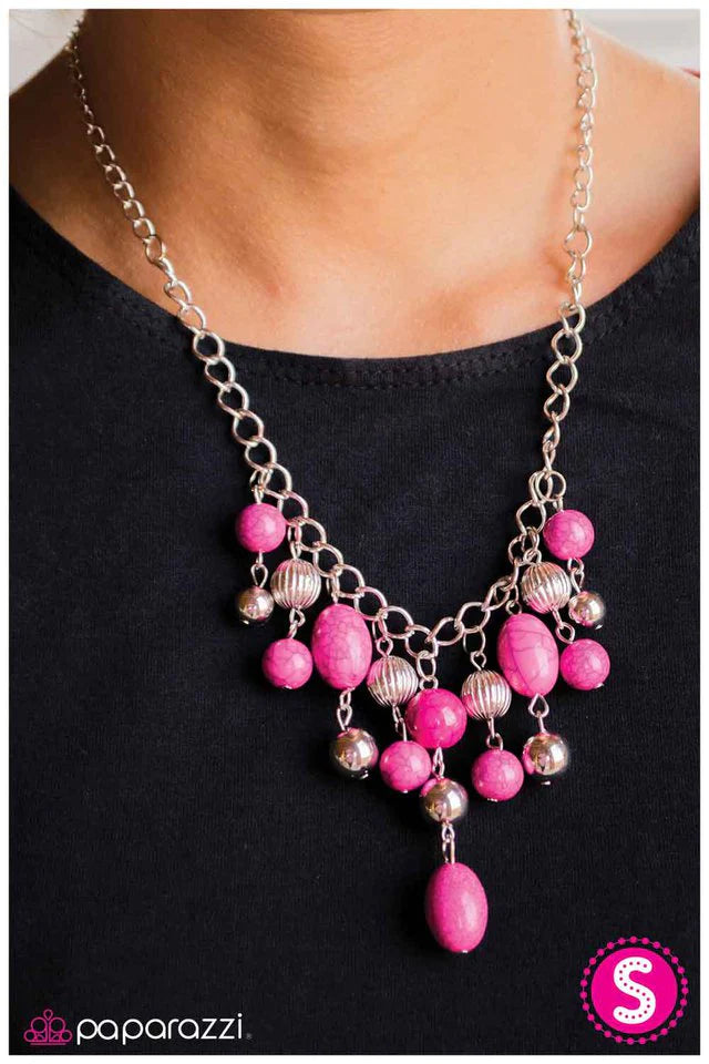 Paparazzi Necklace ~ Pebble for your Thoughts? - Pink