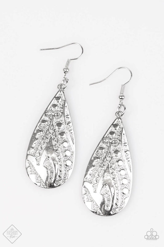 Paparazzi Earring ~ Token Texture  - Silver