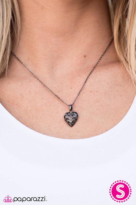 Paparazzi Necklace ~ Its HEART To Believe - Black