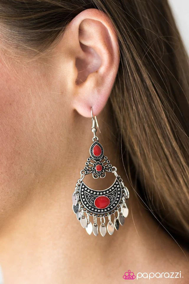 Paparazzi Earring ~ Keep It Wild - Red