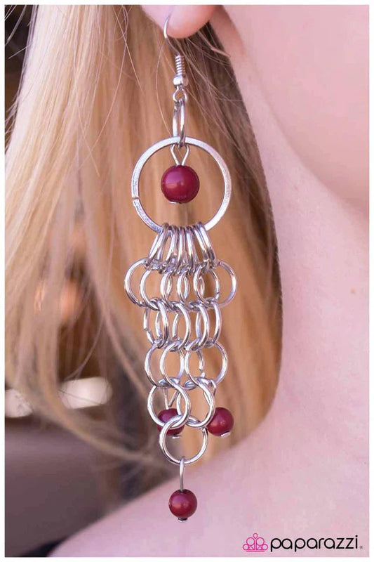 Paparazzi Earring ~ Pearls of Wisdom - Red