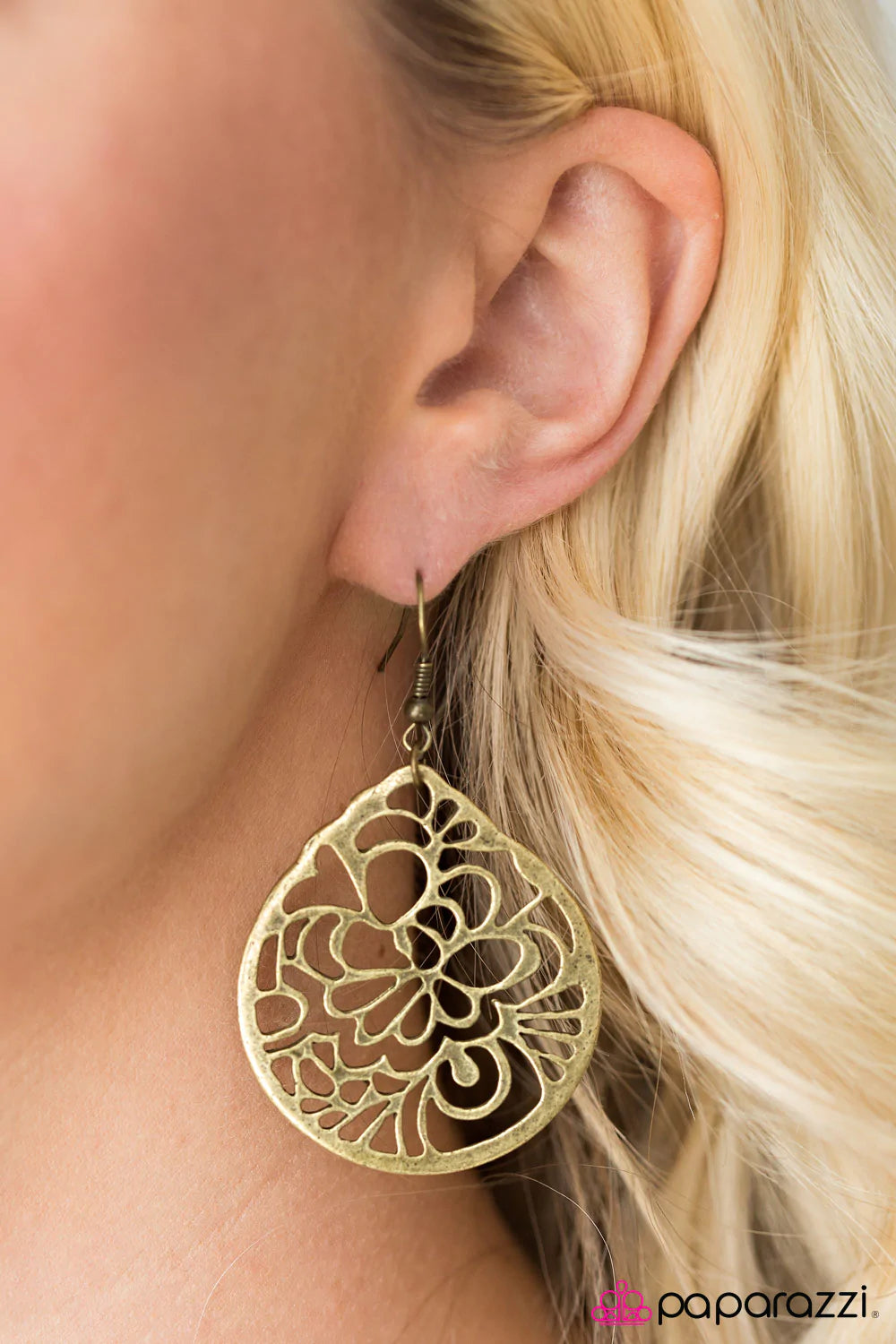 Paparazzi Earring ~ Guam Gardens - Brass