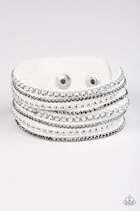 Pulsera Paparazzi ~ Guitarras y purpurina - Blanco