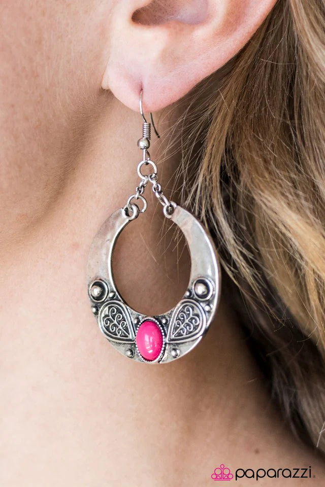 Paparazzi Earring ~ Swing Away - Pink