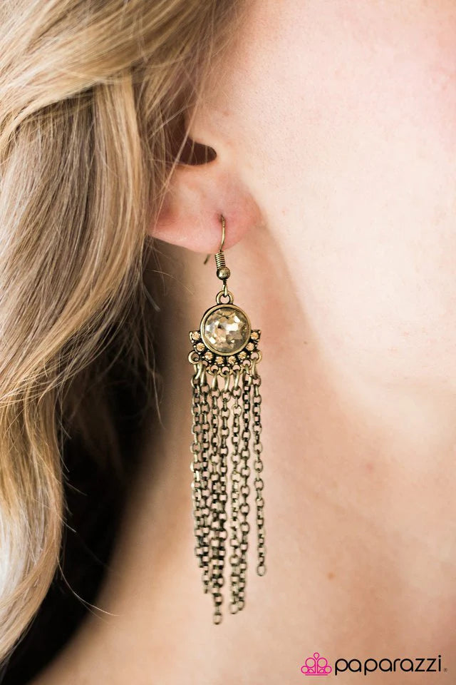 Paparazzi Earring ~ Wham GLAM! - Brass