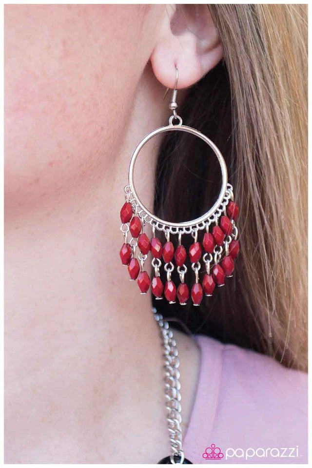 Paparazzi Earring ~ Sporadic Sprinkles - Red