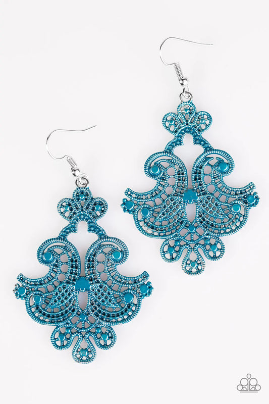 Paparazzi Earring ~ Tahiti Tempest - Blue