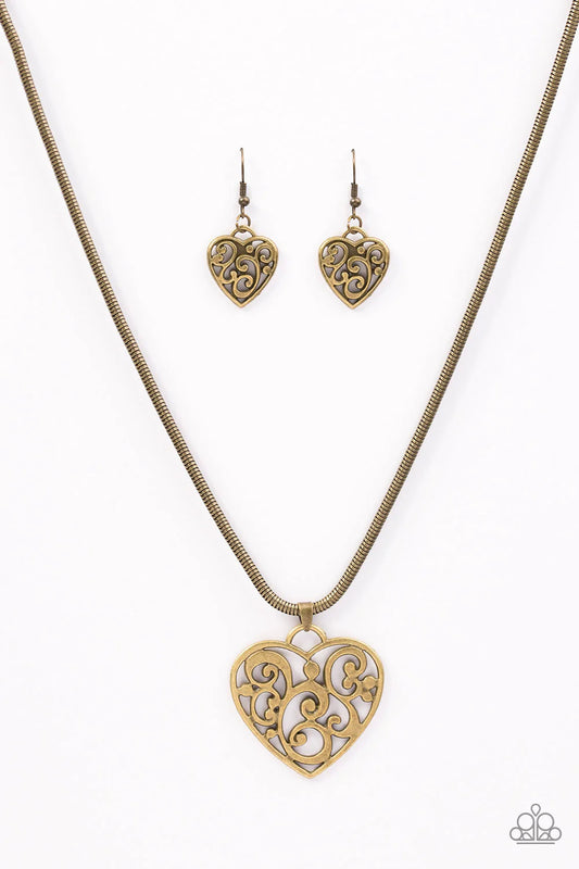 Paparazzi Necklace ~ FILIGREE Your Heart With Love - Brass