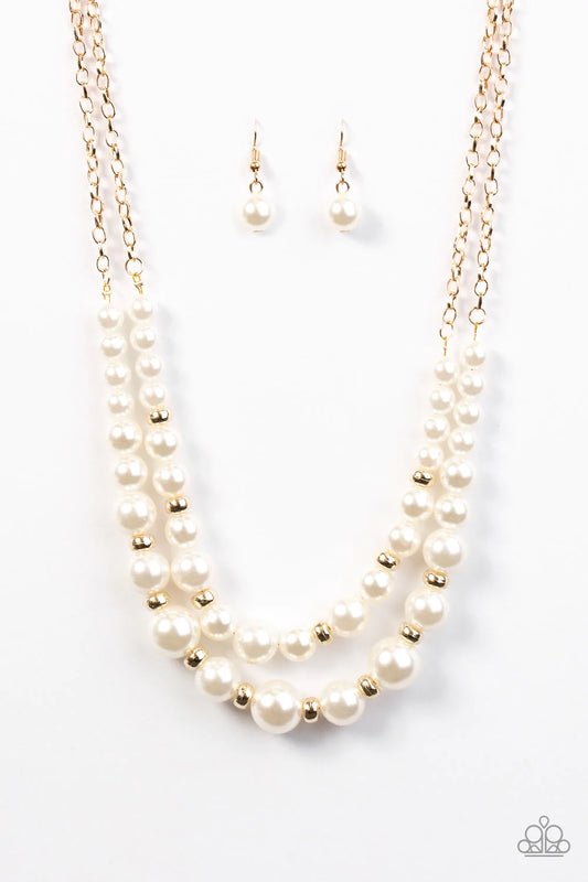 Paparazzi Necklace ~ Pearly Perfectionist - Gold