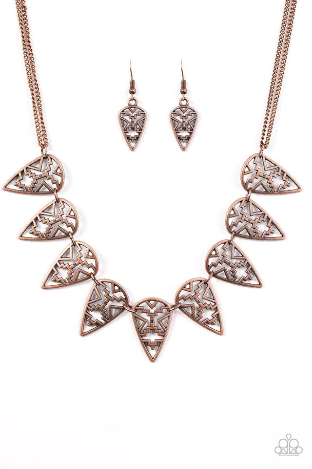 Paparazzi Necklace ~ Triassic Triumph Copper Paparazzi Jewelry Online Store 7597