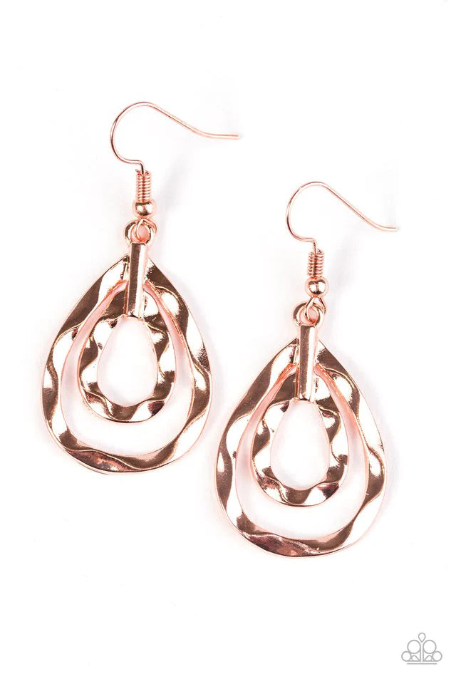 Paparazzi Earring ~ Twinkling Twisters - Copper