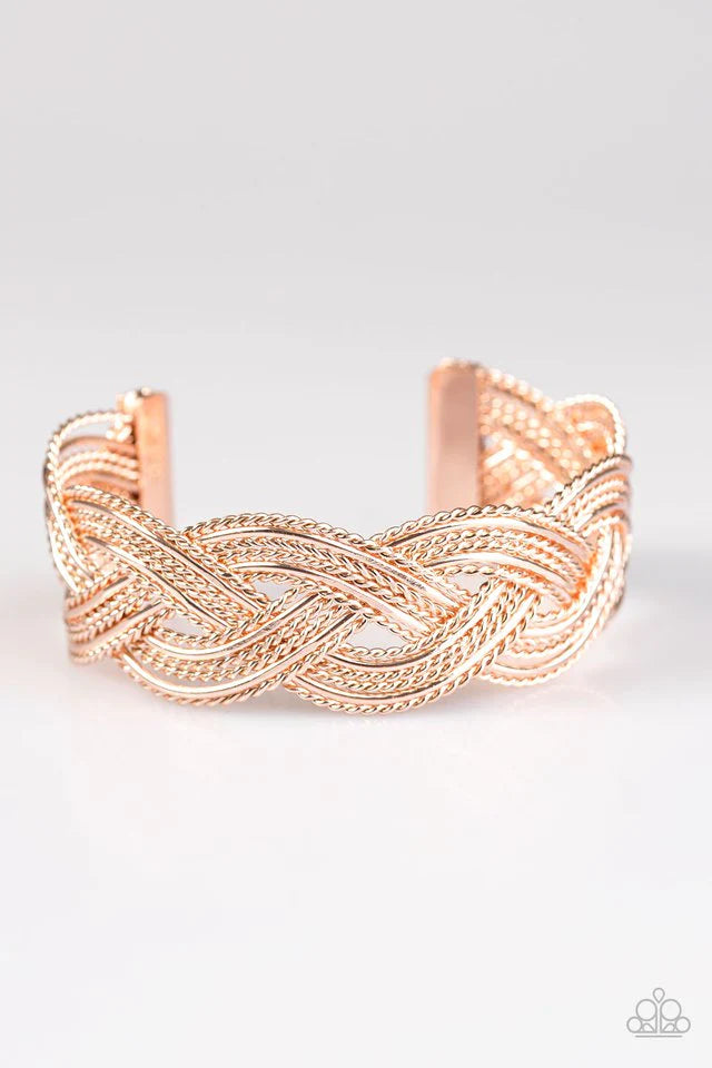 Pulsera Paparazzi ~ Serpiente Civil - Oro rosa