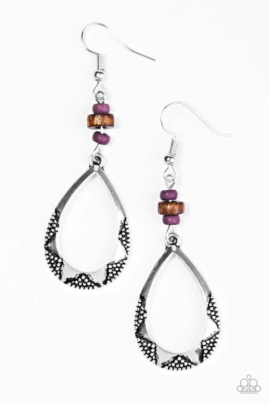 Paparazzi Earring ~ Full Of WILDLIFE - Purple