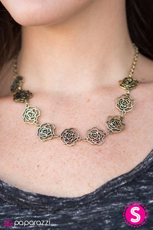 Paparazzi Necklace ~ Fleur de Flirt - Brass