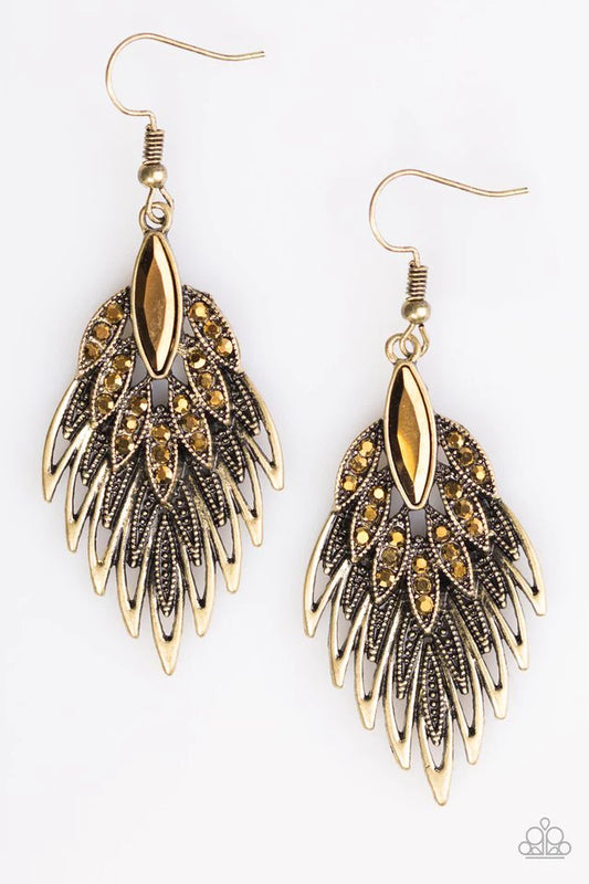 Paparazzi Earring ~ Wing It - Brass